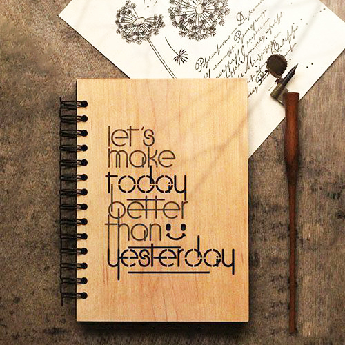 In sổ tay bìa gỗ